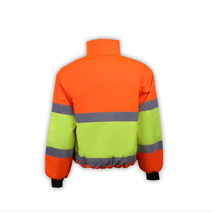 300C-3 Hi-Vis Reversible Jacket with Reflective Stripes, Quilted Linin