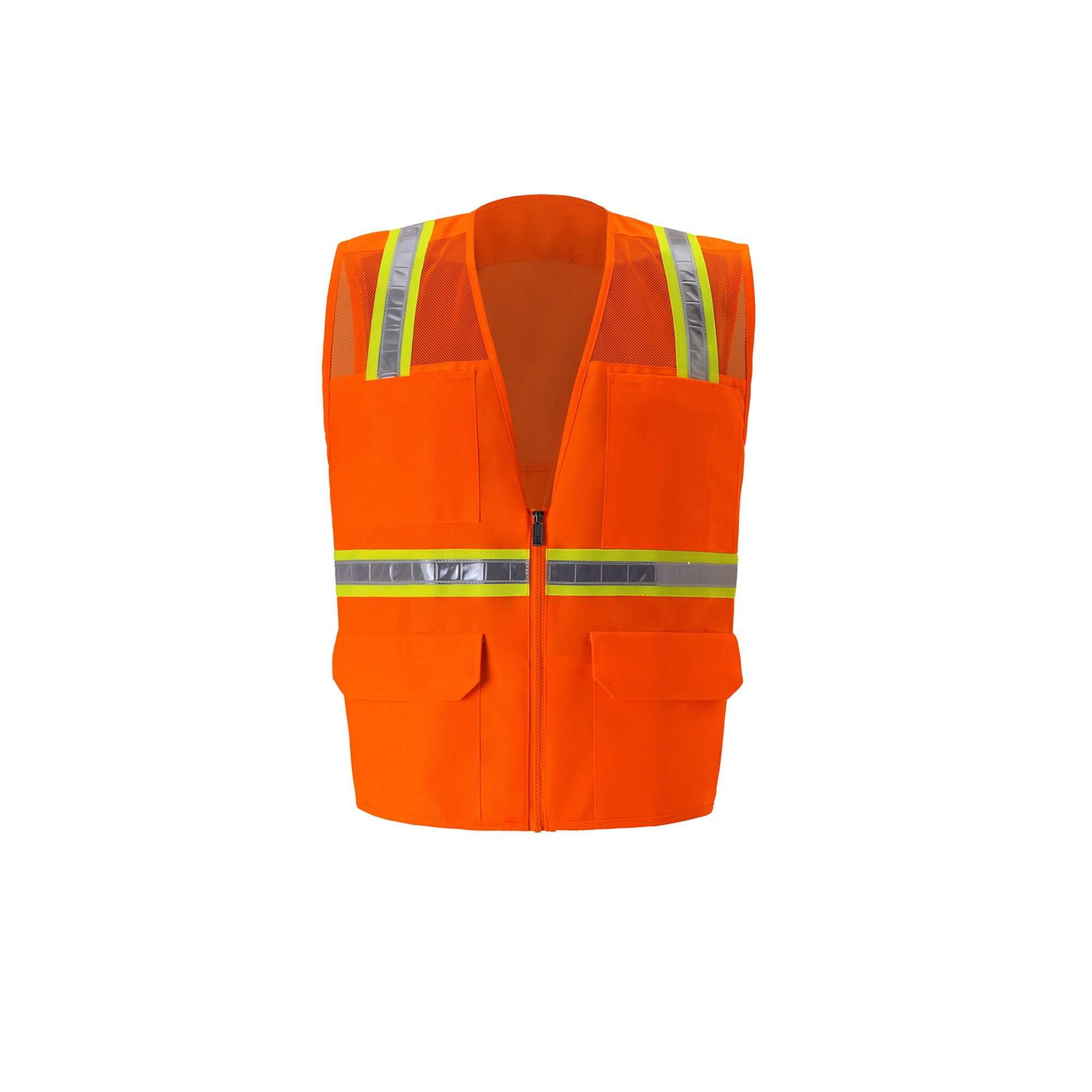 Multi-Pocket Safety Vest with Reflective Stripes - 8038-M