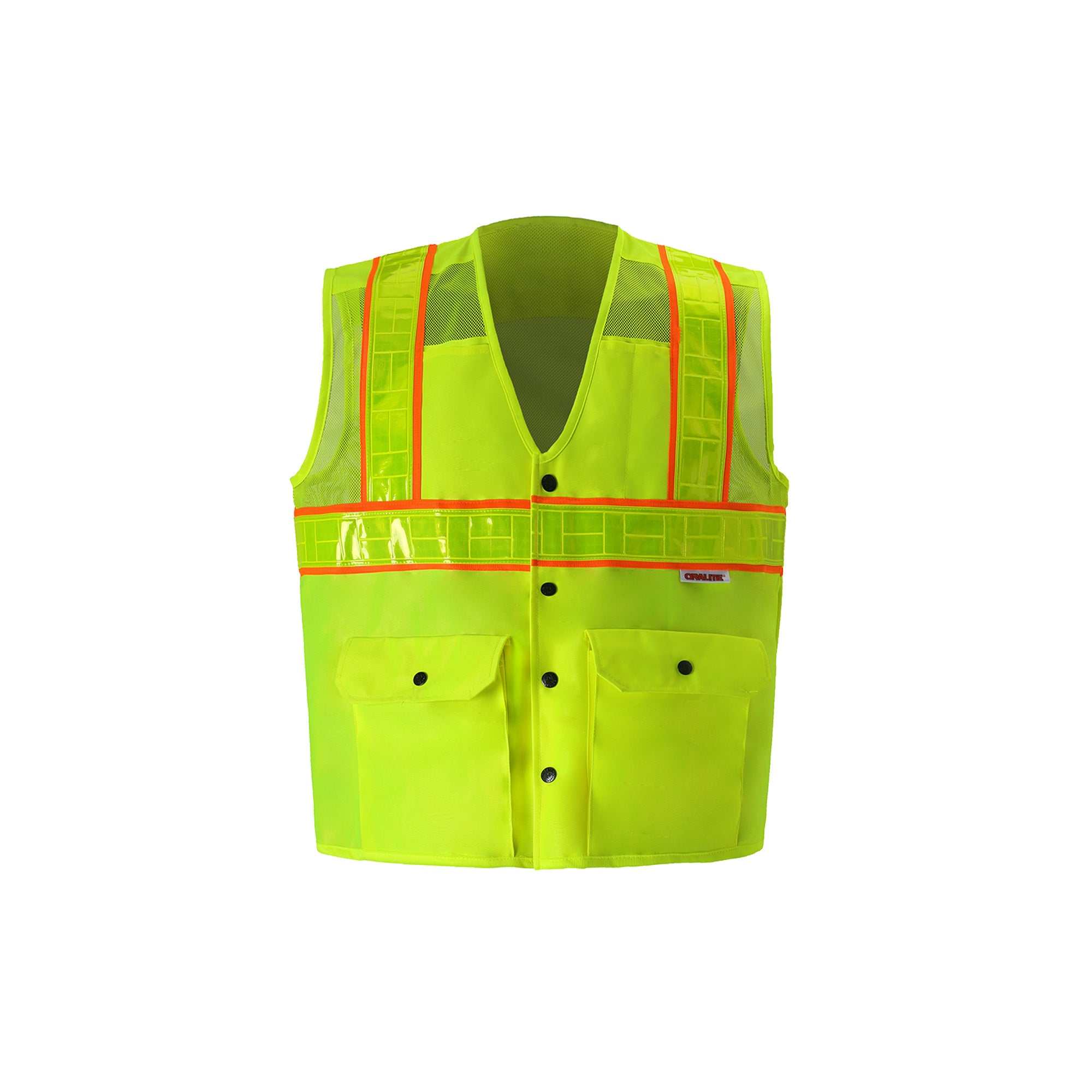 Oralite High Vis Vest - Lime Snap Front Reflective Safety Vest