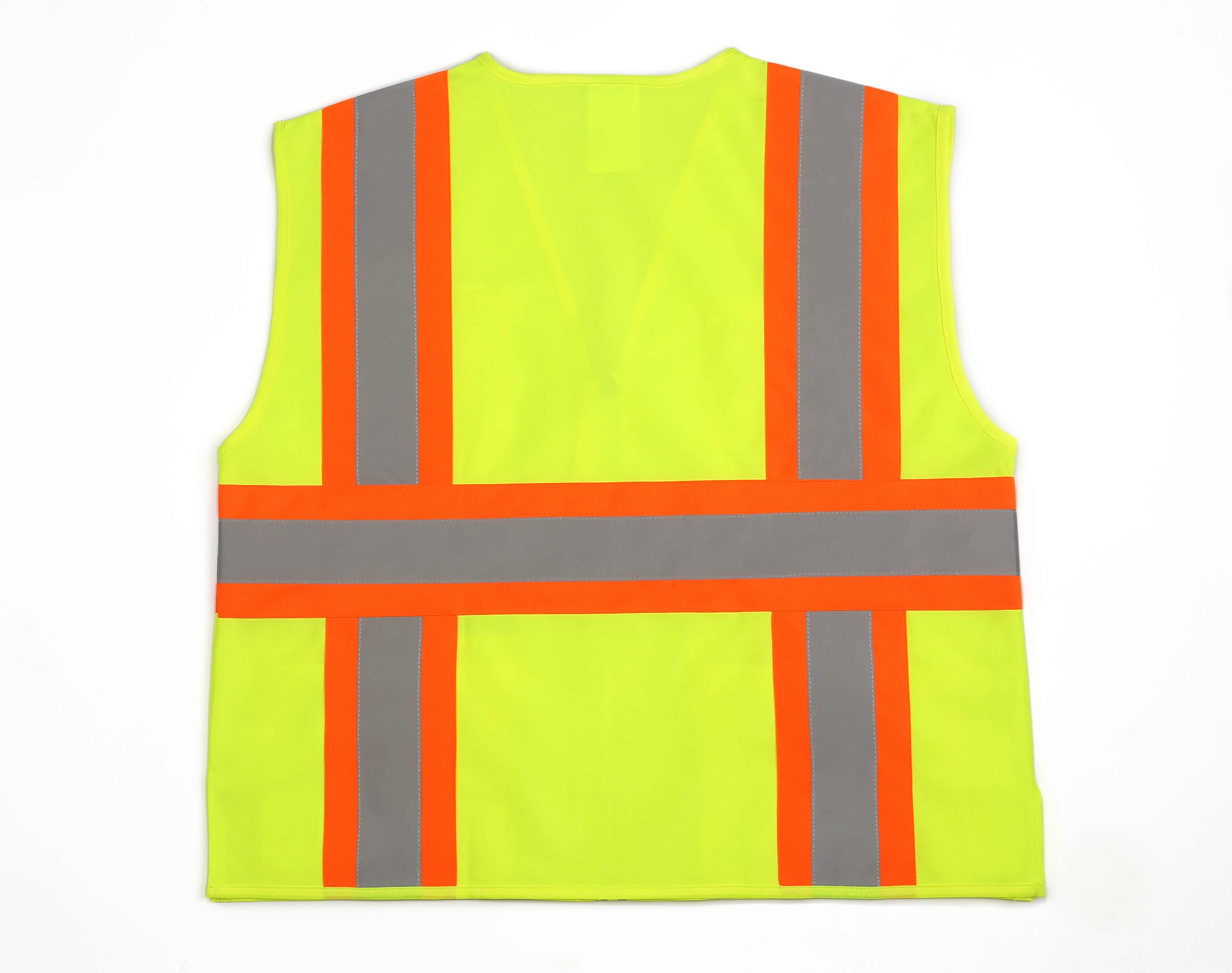 7048C-2 High Visibility Contrast Vest, Class 2, Lime, Zipper Closure