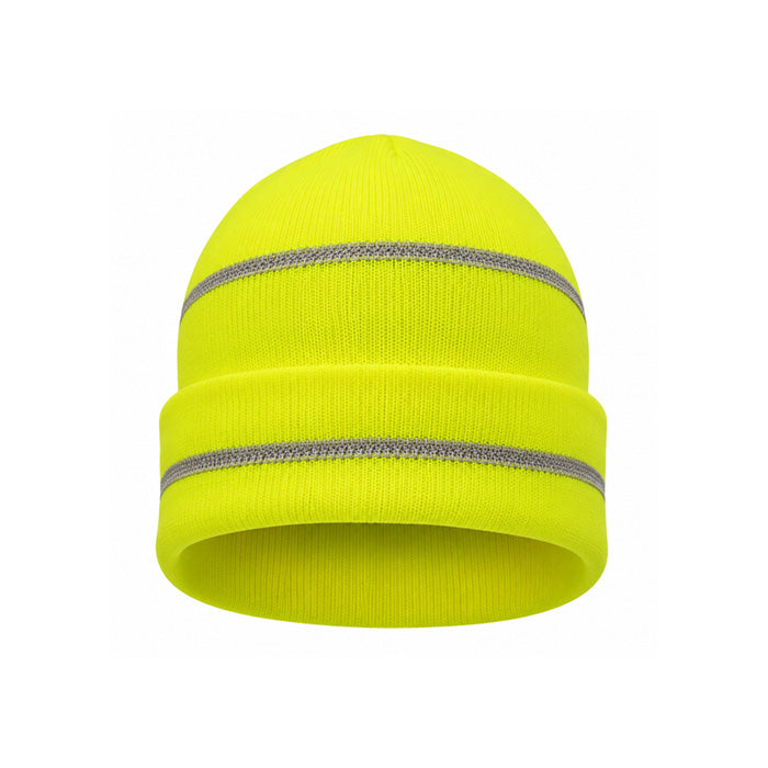 High Visibility Knitted Cap With Reflective Stripes | Lime, Acrylic (KCL-12R)