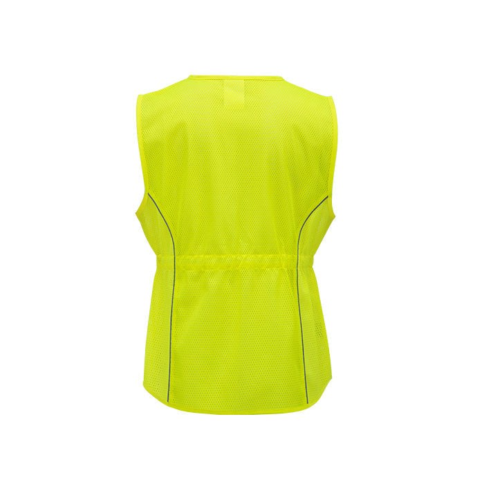Women Safety Vest RW503 with zipper front, reflective trim, and pockets.