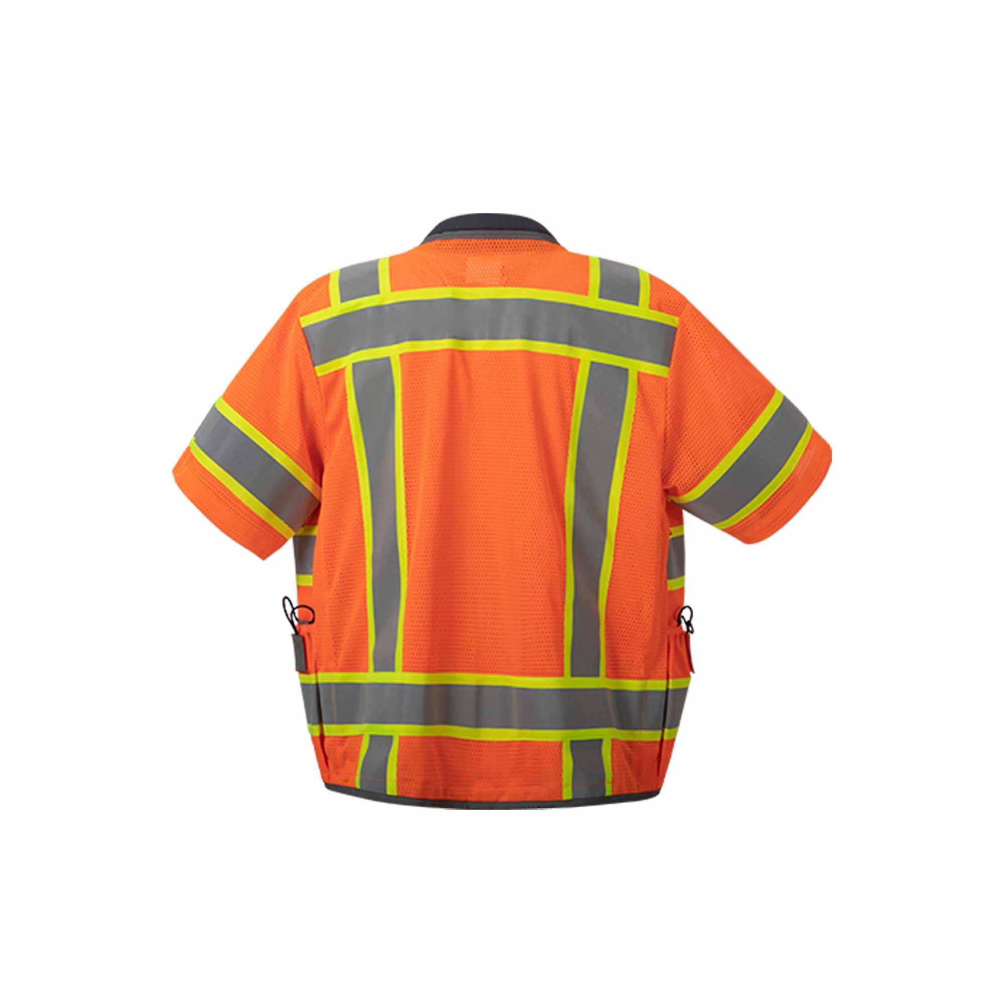Class 3 surveyor vest with reflective stripes and multiple pockets.