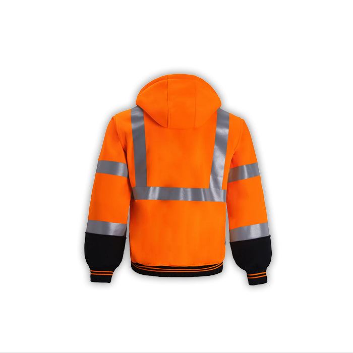 Hi Vis Hoodie Sweatshirt with Reflective Stripes