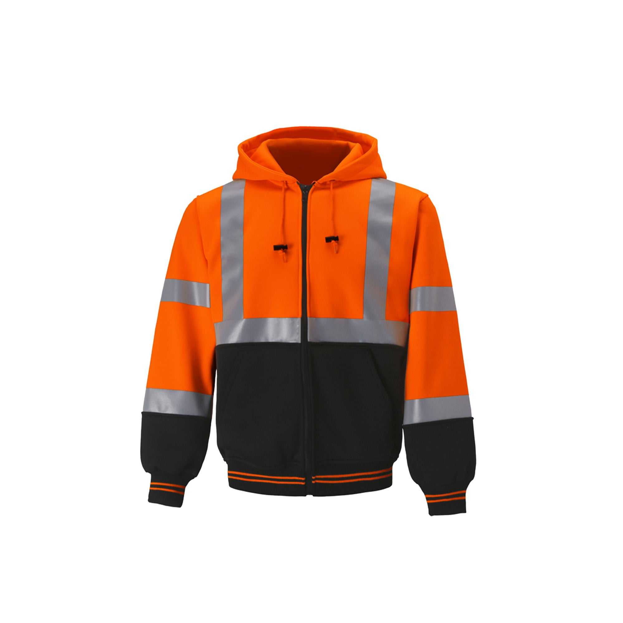 Hi Vis Hoodie Sweatshirt with Reflective Stripes