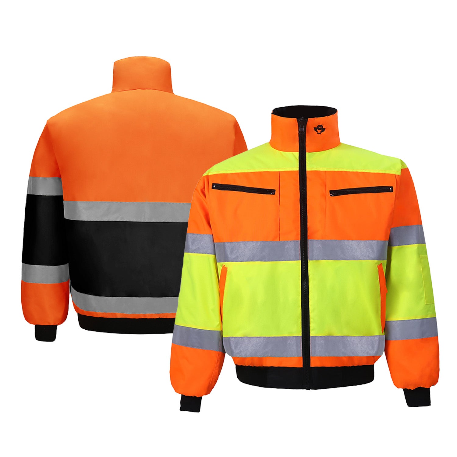 300C-3 Hi-Vis Reversible Jacket with Reflective Stripes, Quilted Lining, and 8 Pockets – Heavy Duty Zipper Closure