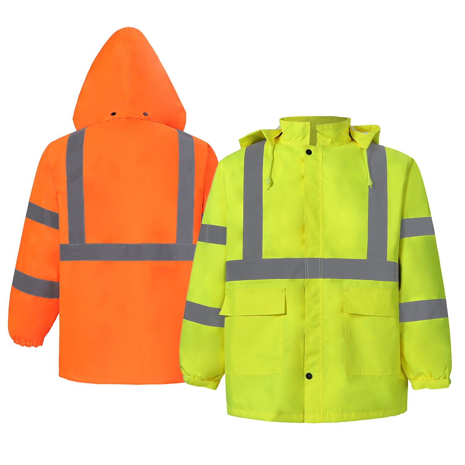 2W 750C-3/730C-3 High Viz Class 3 Rain Jacket with Detachable Hood