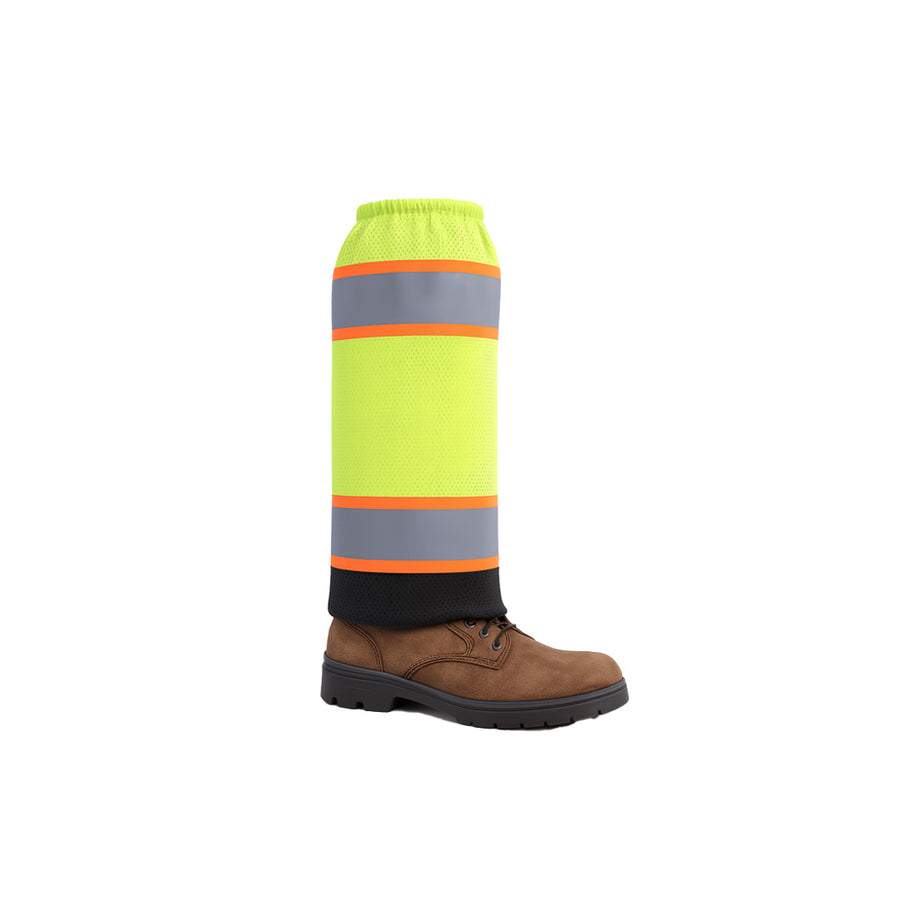 High-Visibility Mesh Safety Gaiters | Lime Breathable Leg Wraps (GML-18)