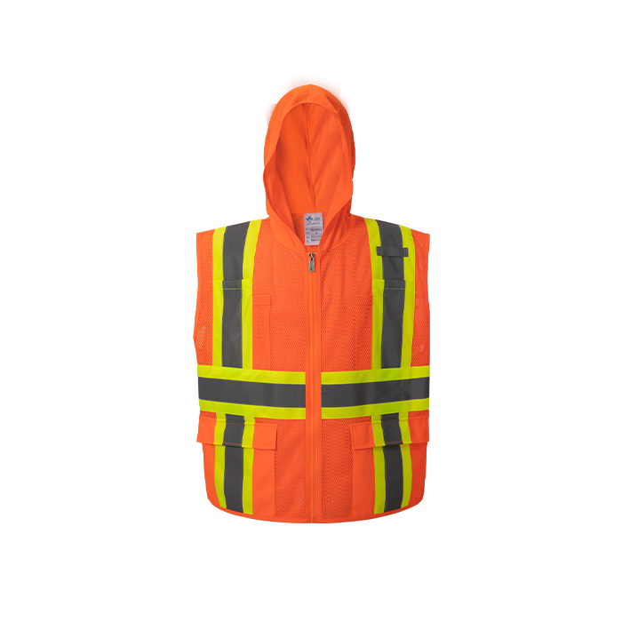 HM7048C-2 High Visibility UV Protected Hoodie Vest, Class 2, Orange