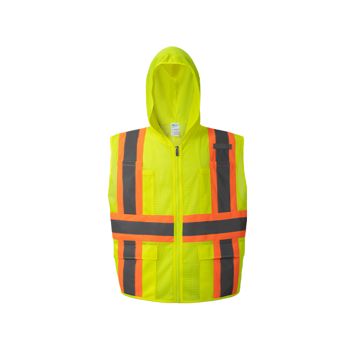 HM7048C-2 High Visibility UV Protected Hoodie Vest, Class 2, Lime