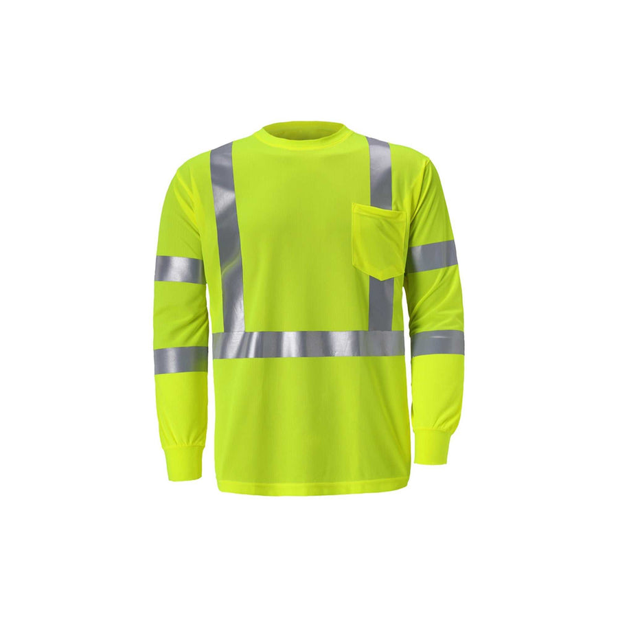 High Vis Long Sleeve T-Shirt - Breathable Polyester, ANSI Certified